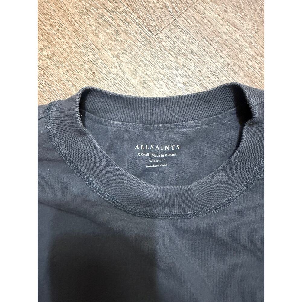 AllSaints Oversized Fit T Shirt Mens XS Black 100% Organic Cotton Portugal - Picture 2 of 4
